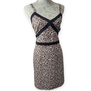 BeBe Leopard Safari Print Cami Mini Dress size 8
